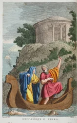 Pyrrha en Deucalion, illustratie uit Ovid